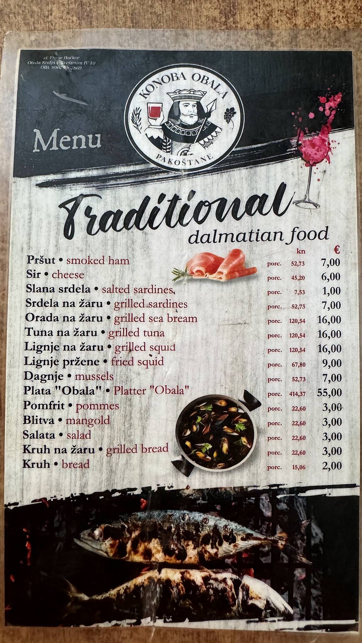 Menu di Konoba Obala 