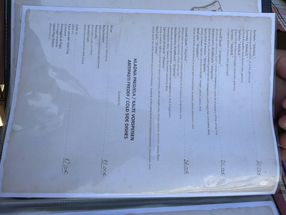 Menu di Konoba Porat 