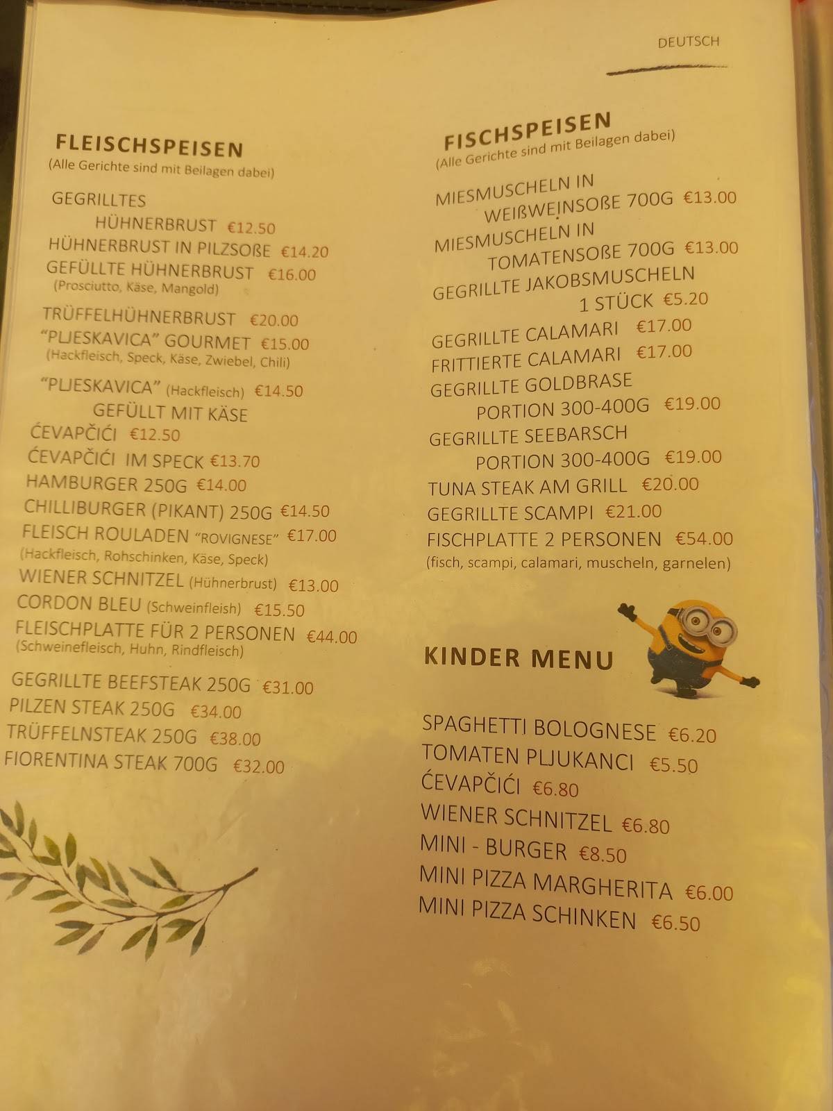 Menu di Konoba Rovignese 