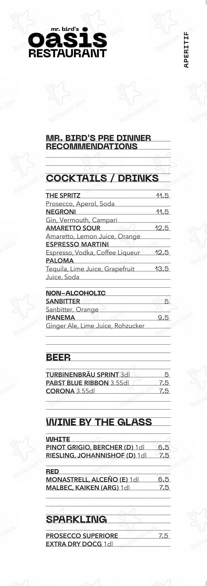 Menu per Korner ristorante