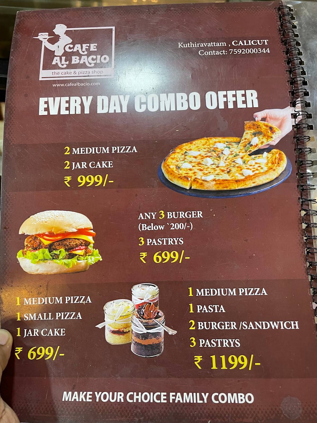 Cafe Al Bacio menu