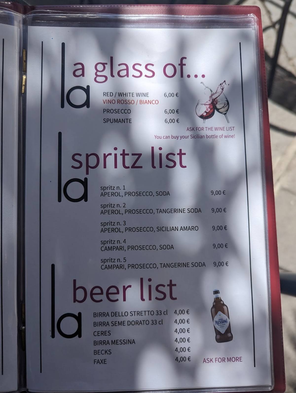 Menu di LA 