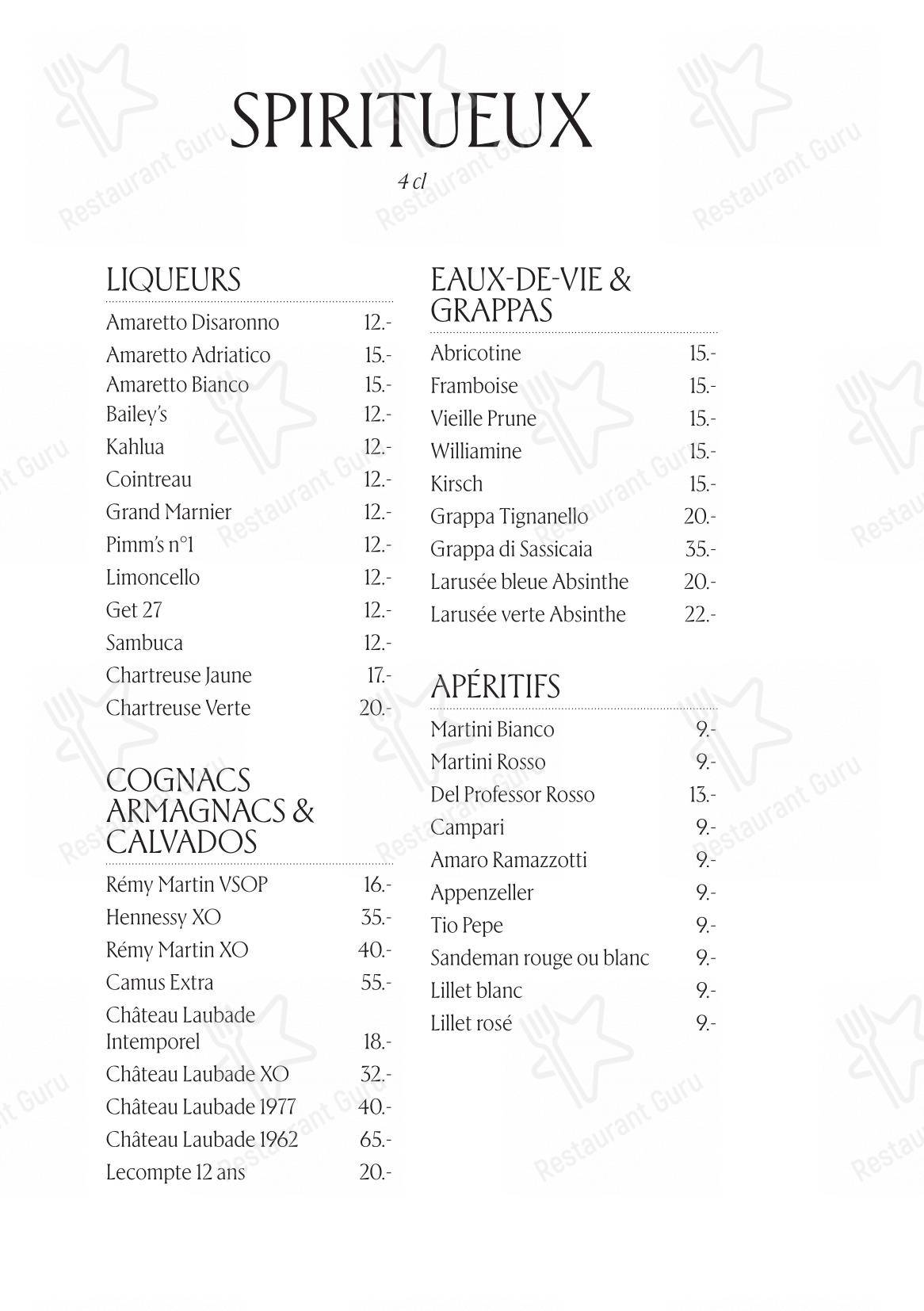 菜单 per L'Accademia in Losanna