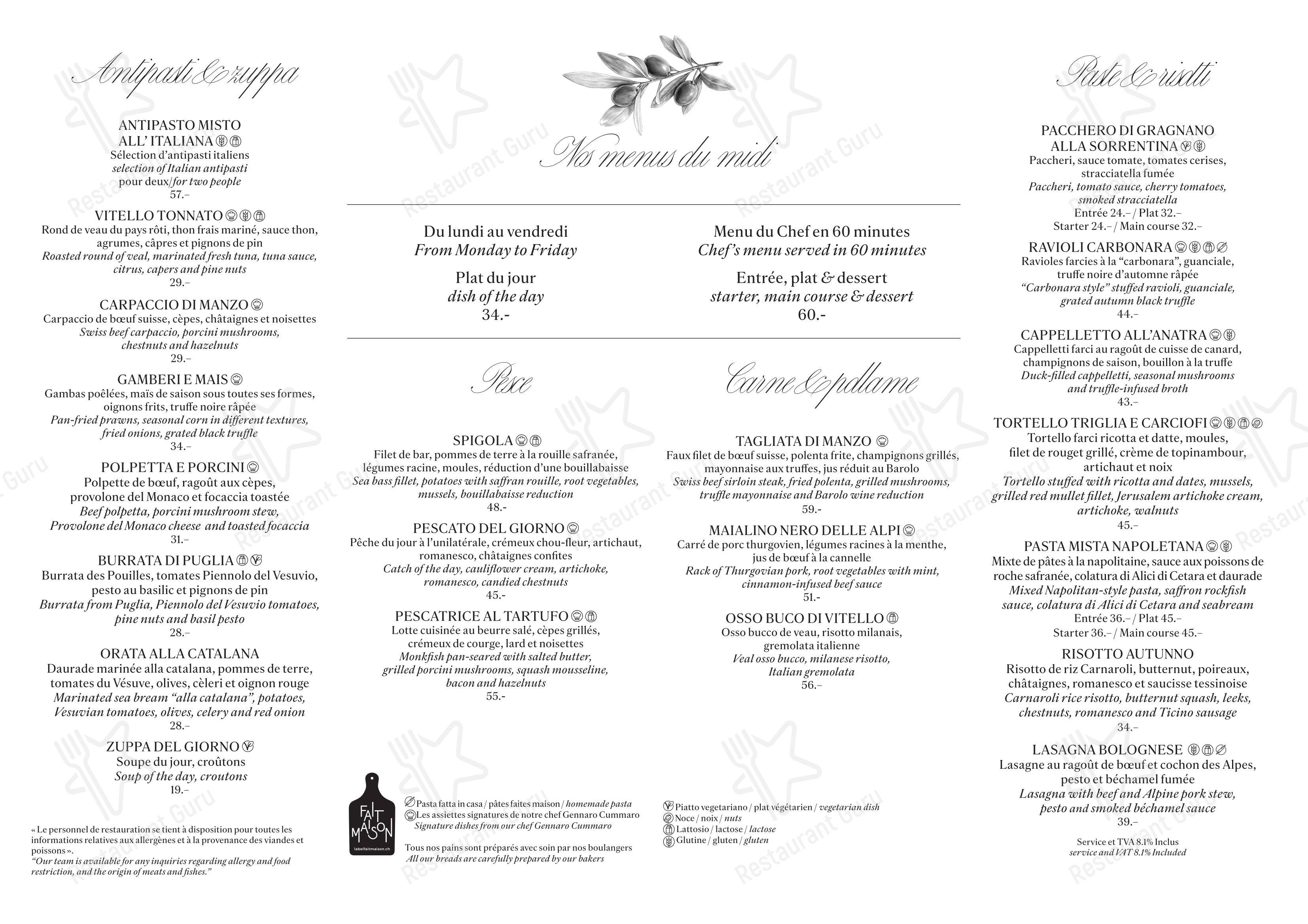 Menu bar per L'Accademia ristorante