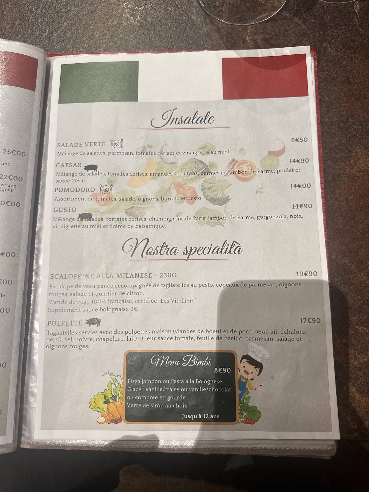 Menu de L'Amici