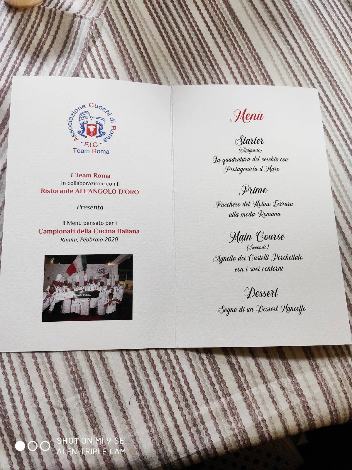 Menu di L'Angolo d'Oro 