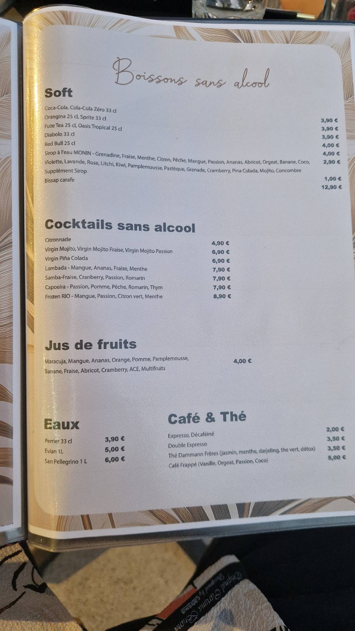 Menu de L'Atmosphère