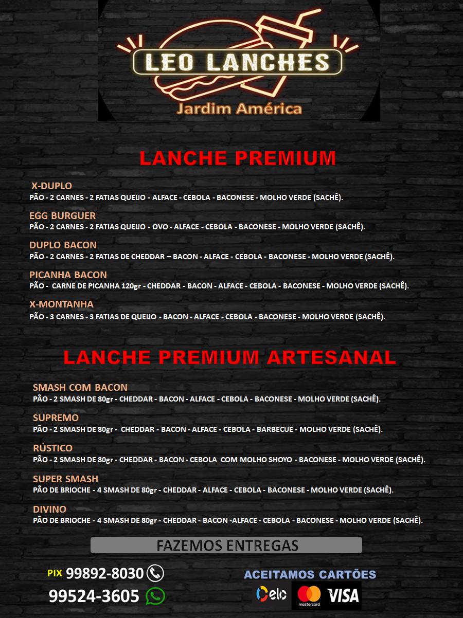 LEO LANCHES Jardim América cardápio