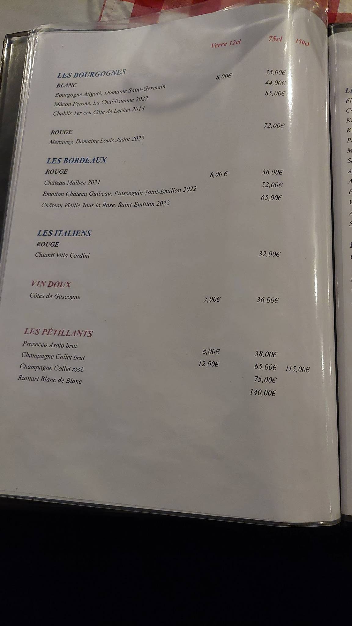 Menu de L'Escalinada