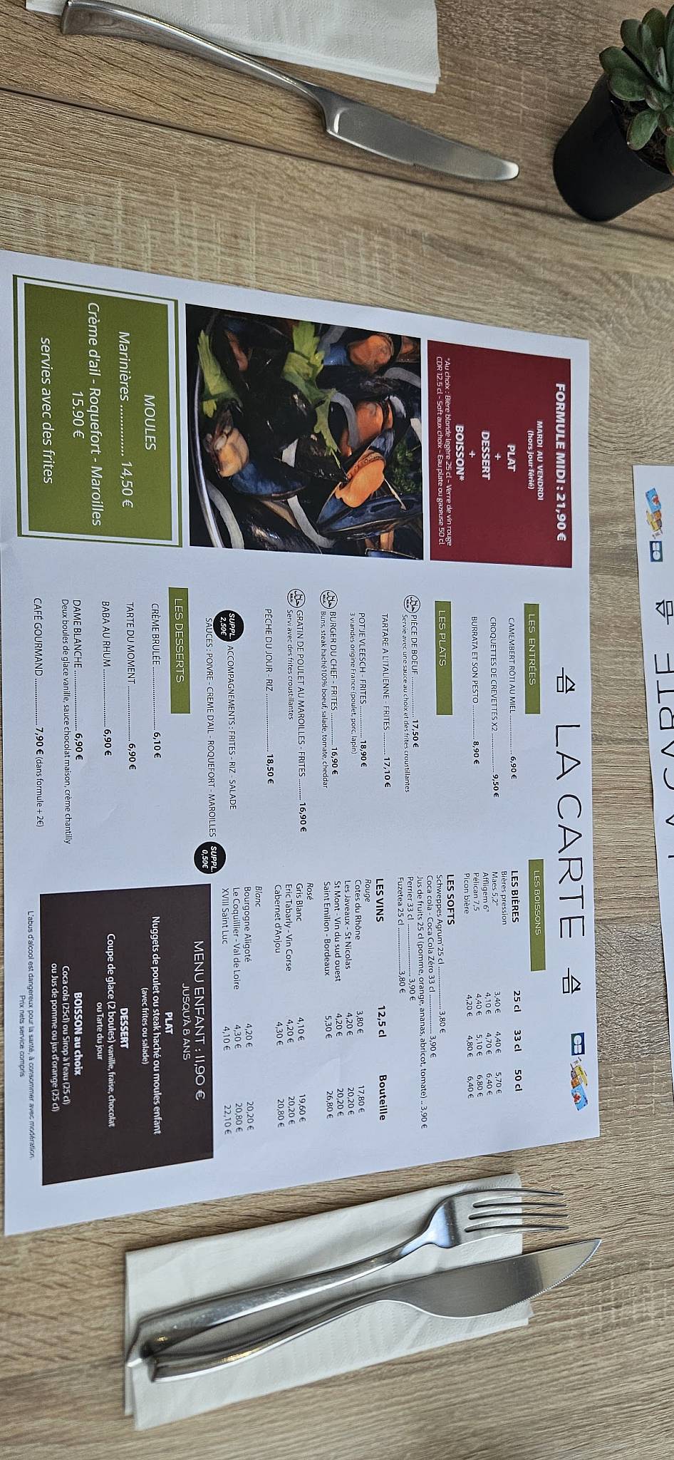 Menu de L'Event