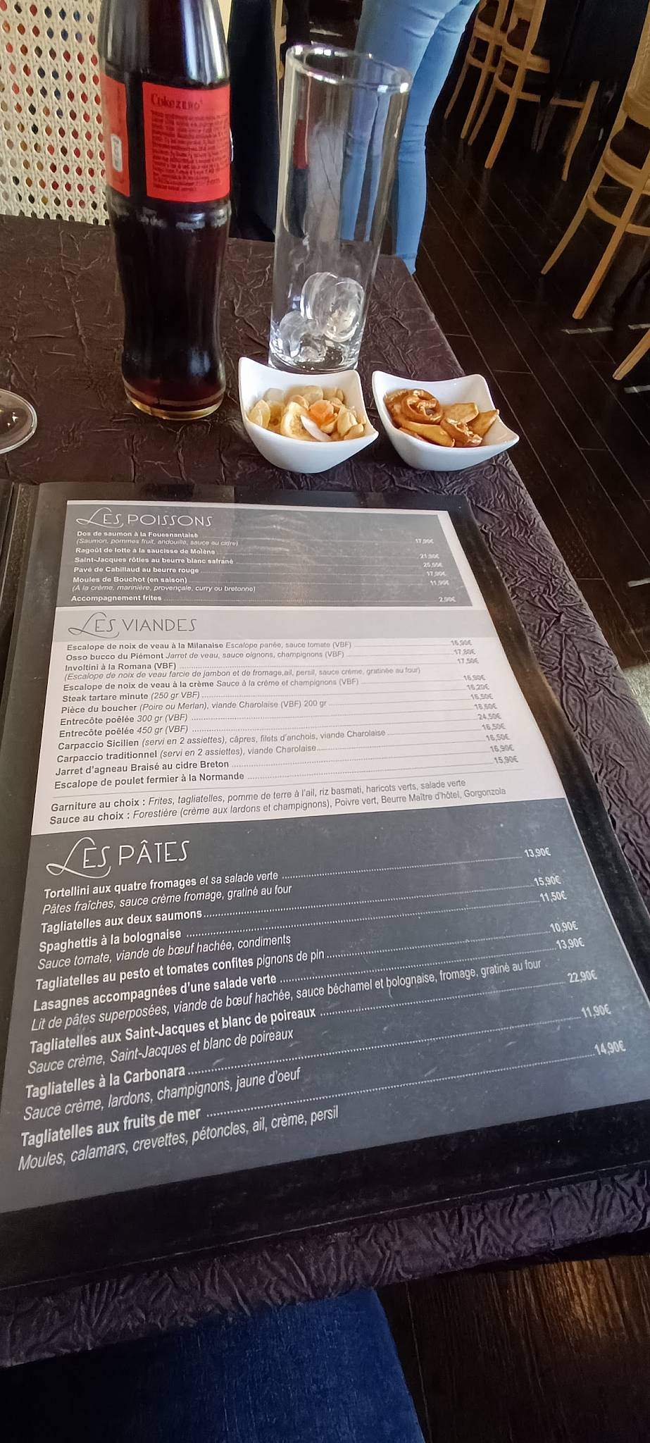 Menu de L'Océanic