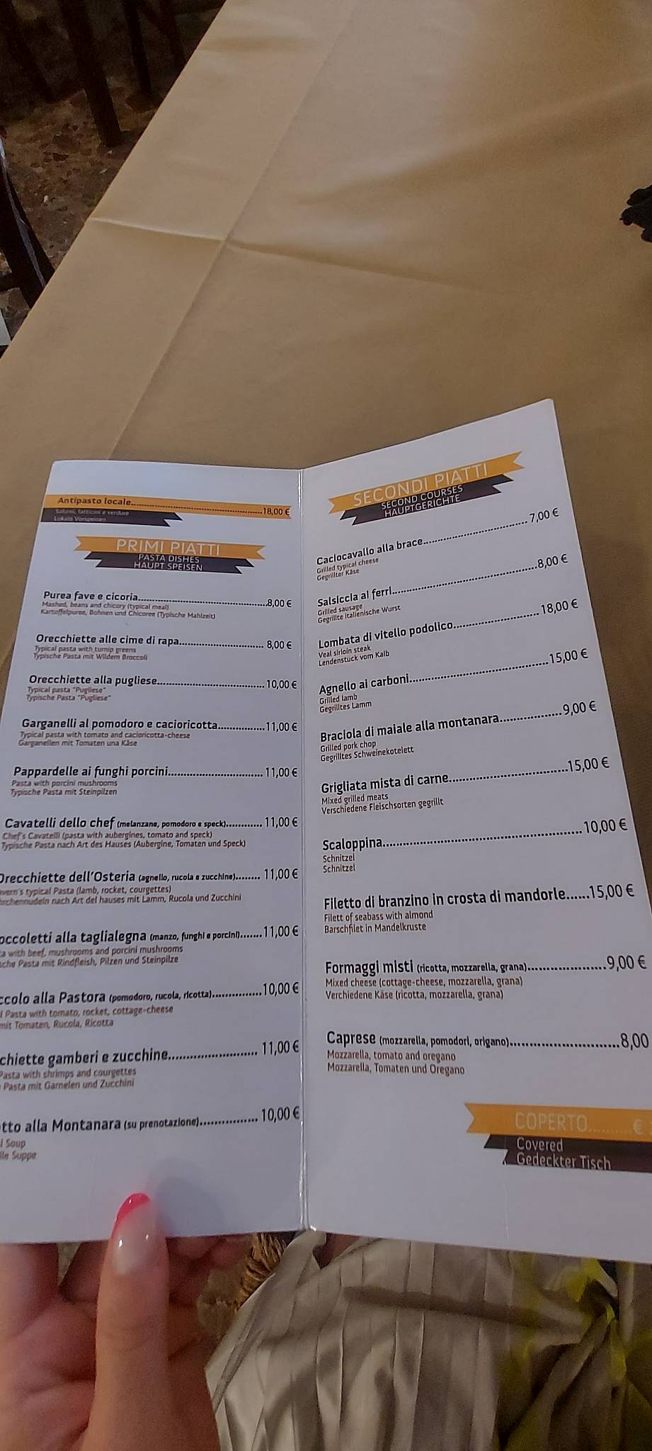 Menu di L'Osteria del Corso 