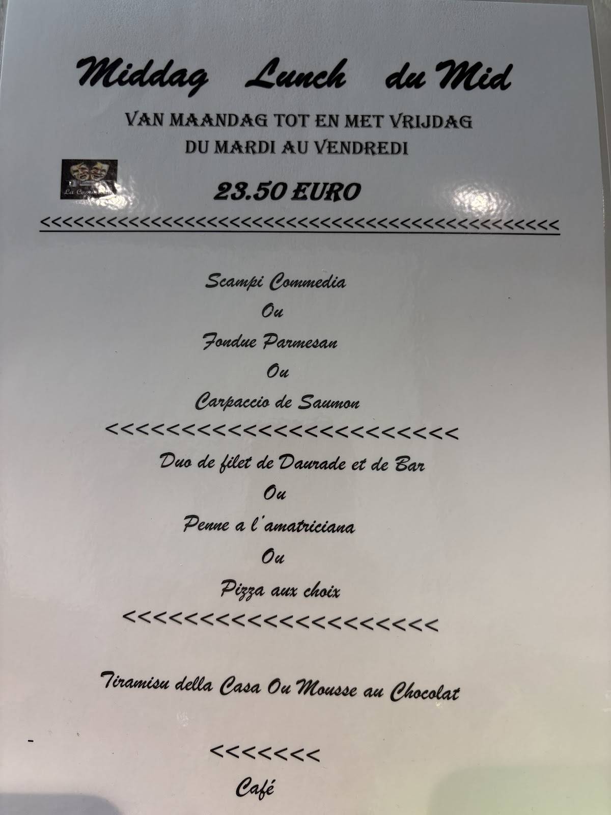 Menu de La Commedia toto Ristorante (Pizzapazziatoto)