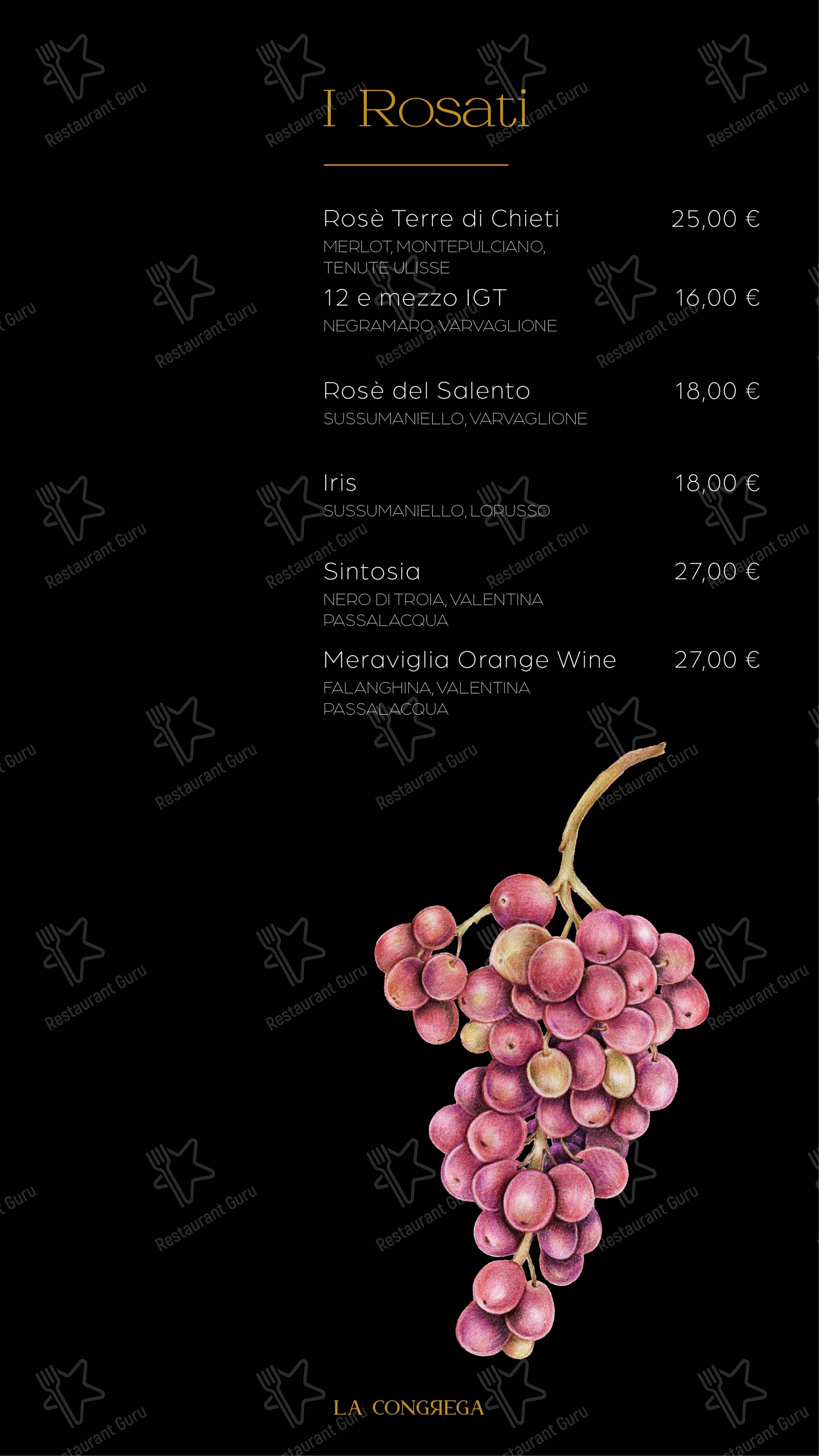 La Congrega in Modugno - Menu bar