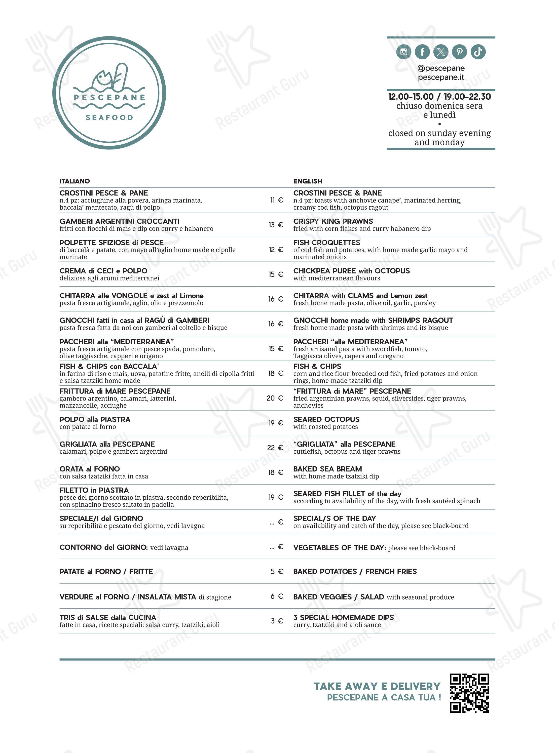 Menu bar per Pescepane ristorante