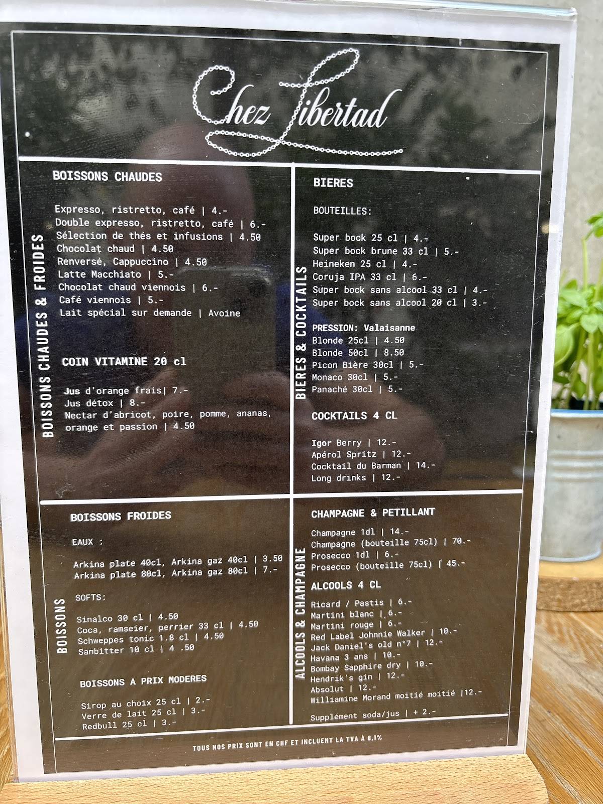 Menu de La Fresque Chez Libertad