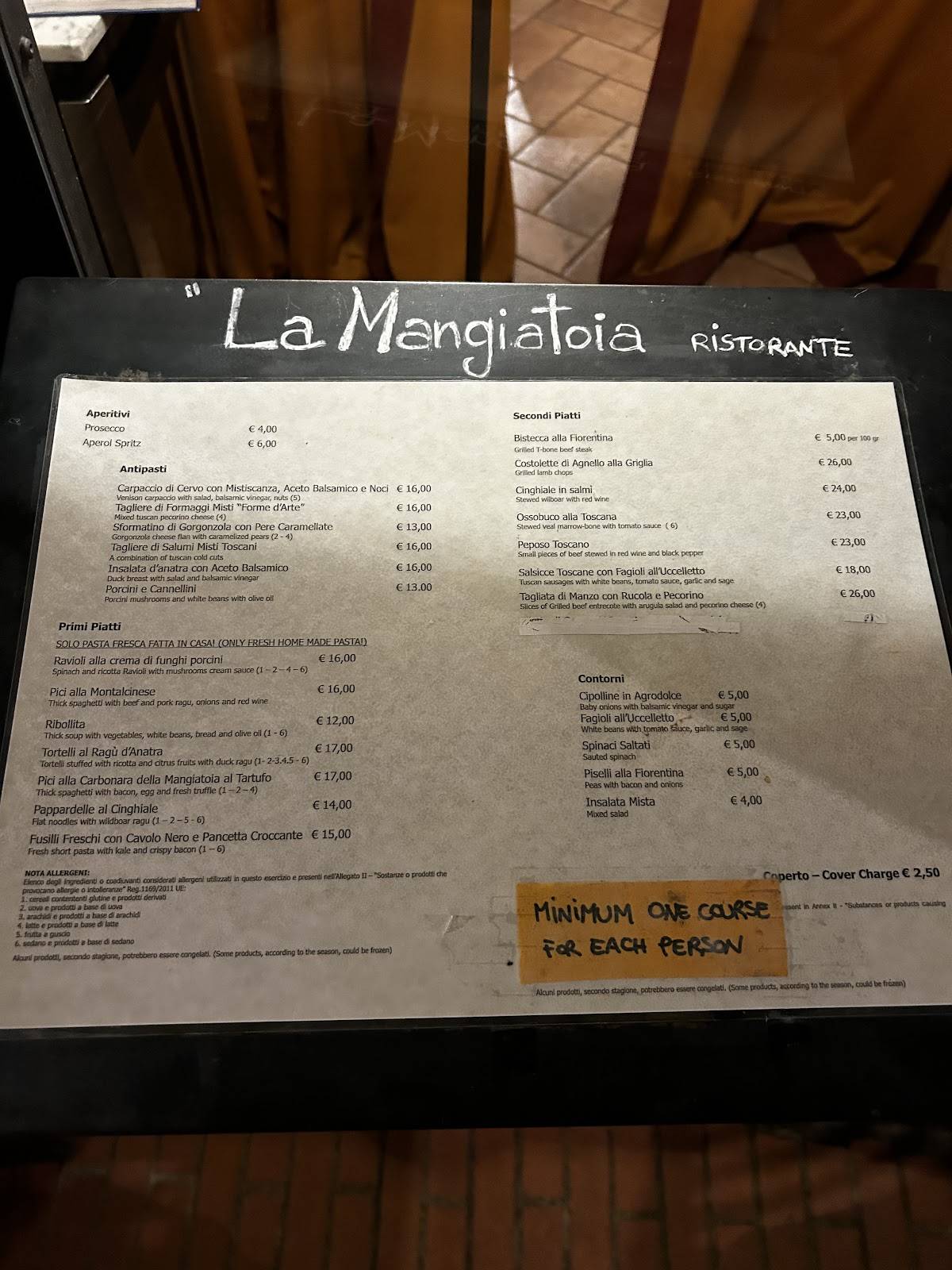 Menu di La Mangiatoia 