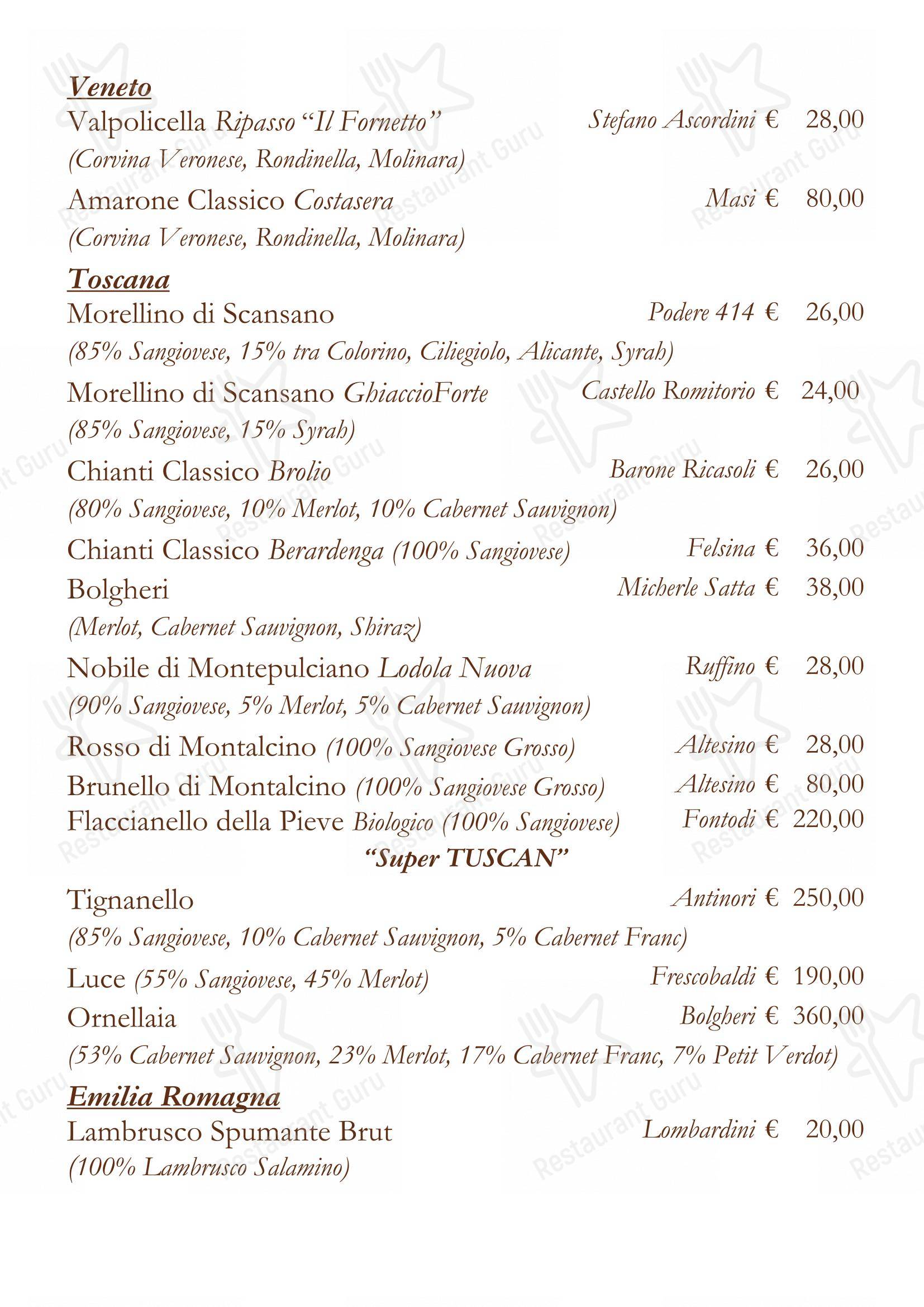 菜单 per La Matriciana Dal 1870 in Roma