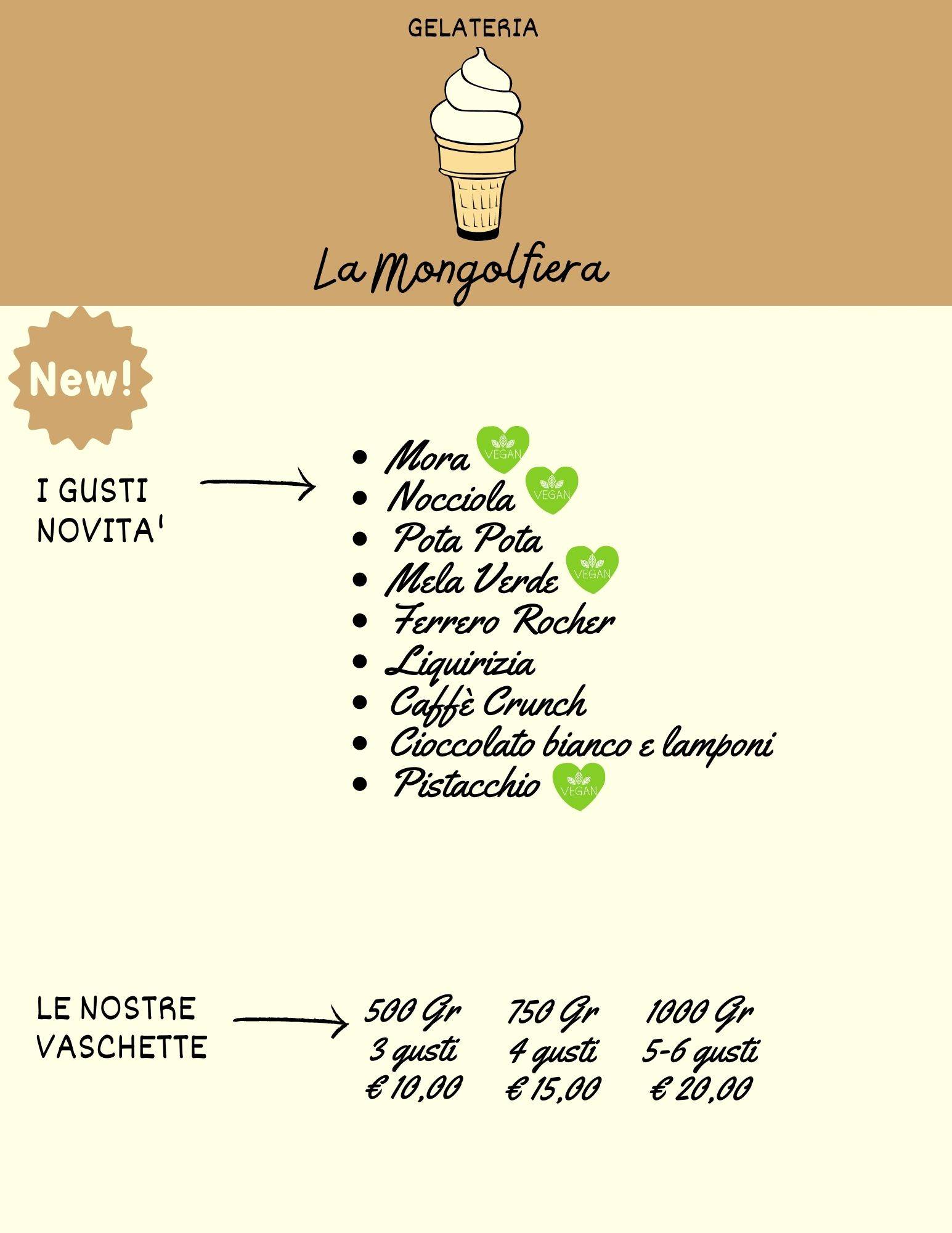 Menu di Gelateria La Mongolfiera (pino pinguino) 