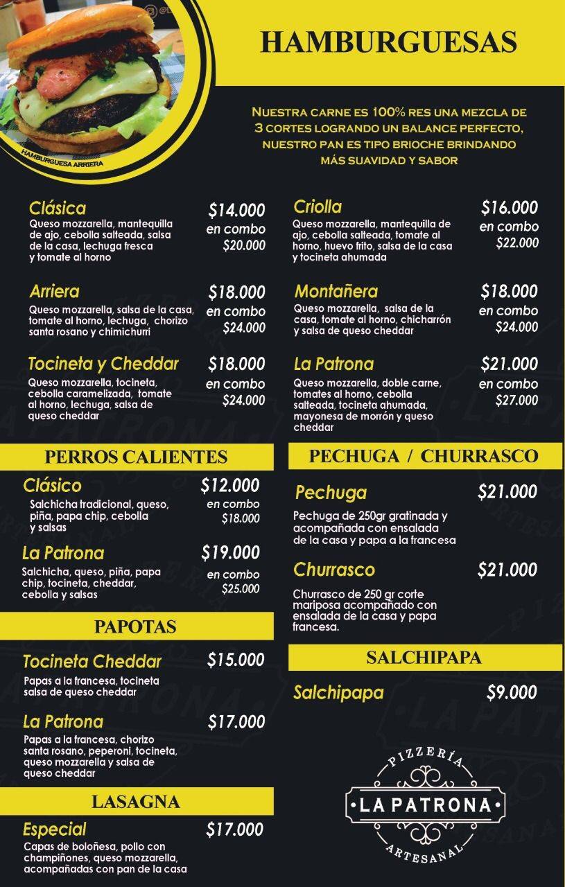 Carta Del Restaurante La Patrona Bogot Cra A