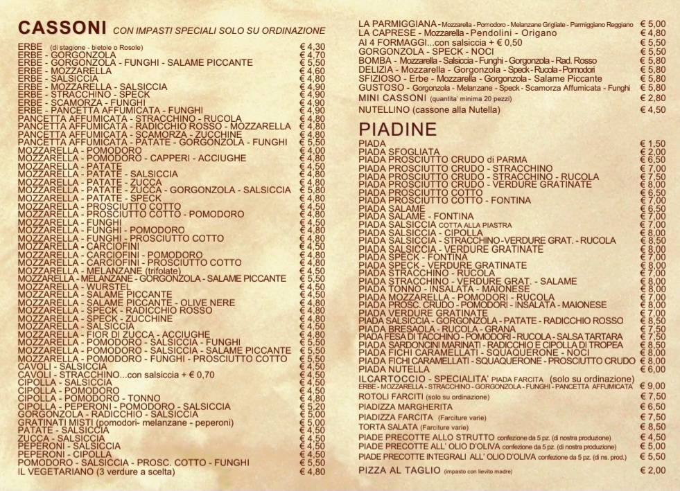 Menu di La Pieda de Borg 