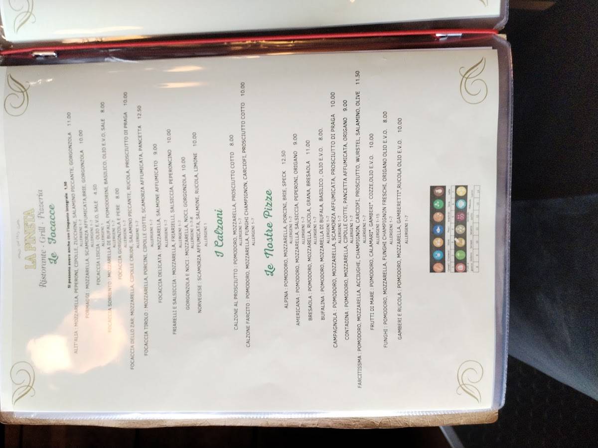 Menu di La Pineta 