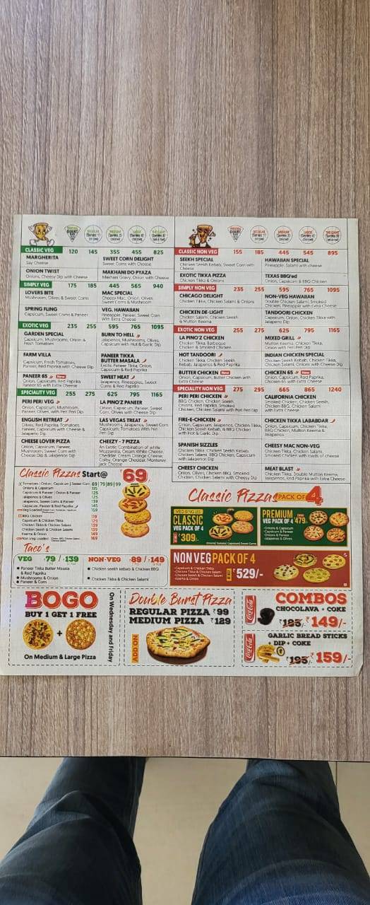 La Pino'z Pizza menu