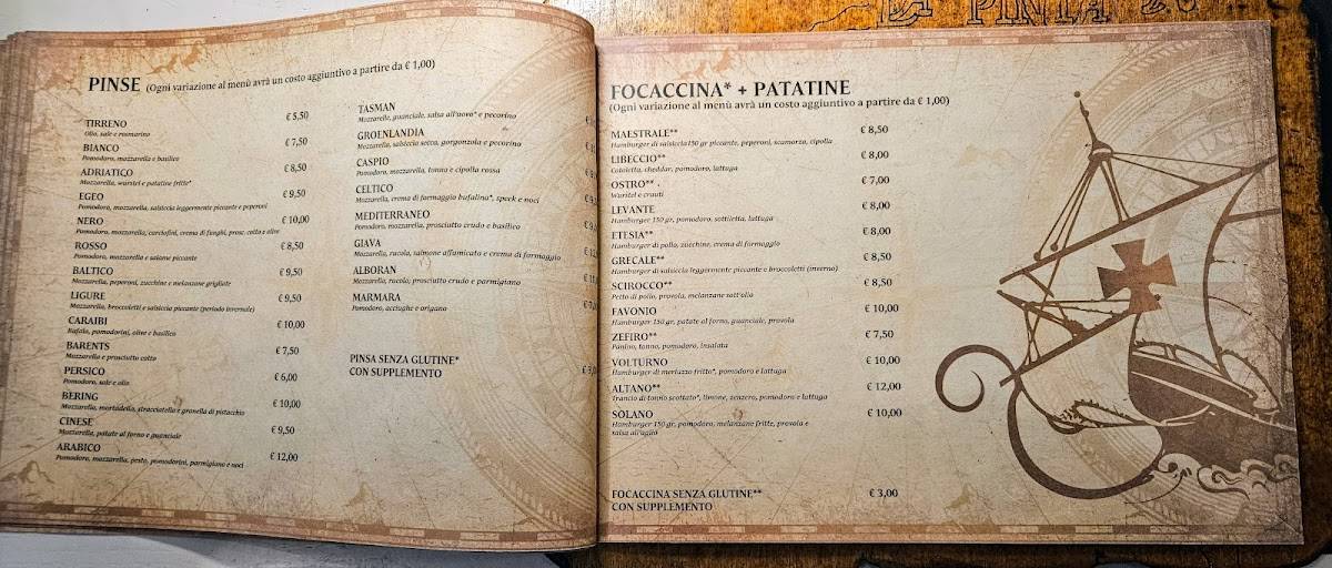 Menu di La Pinta 2.0 