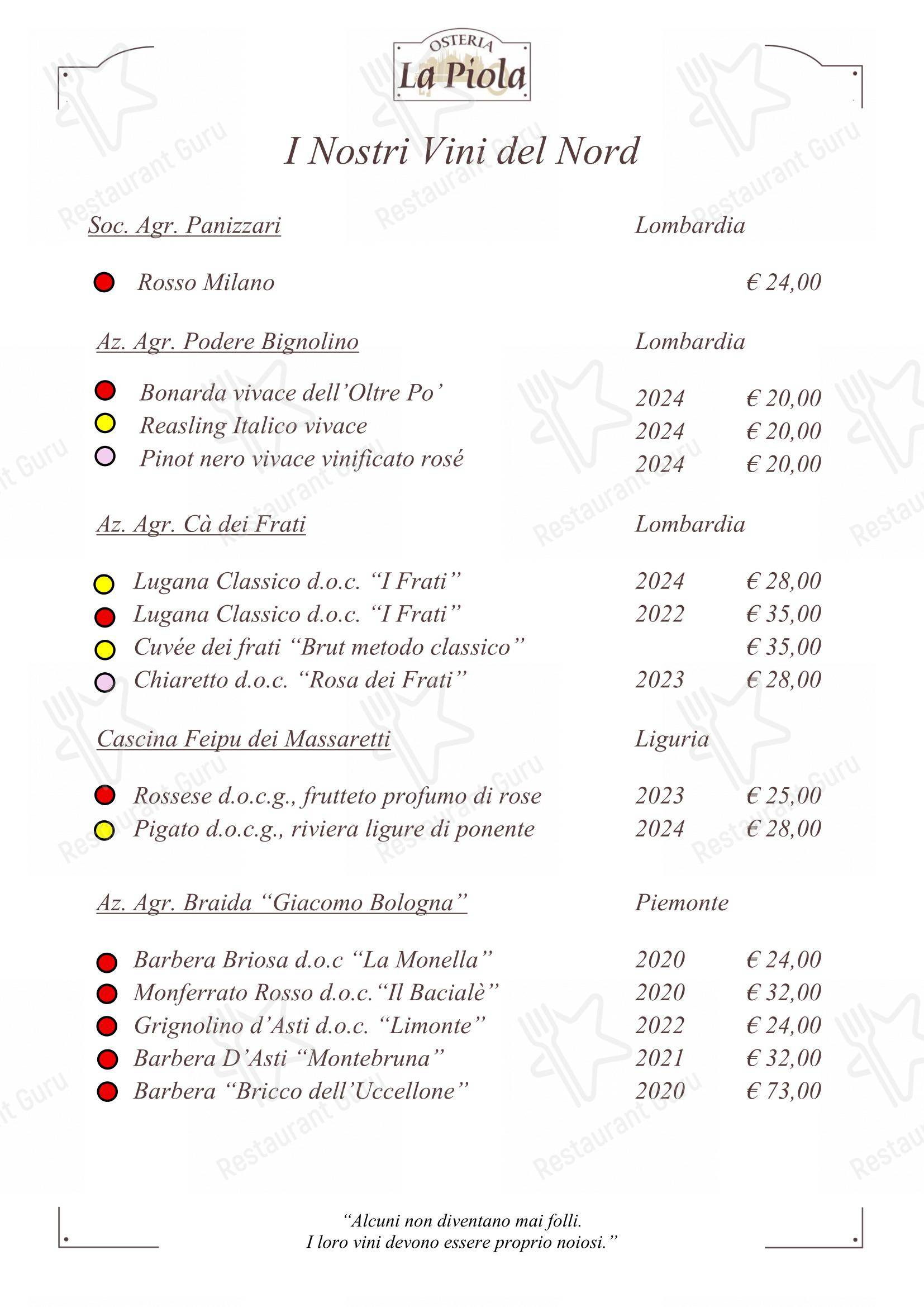 Menu di La Piola - 菜单