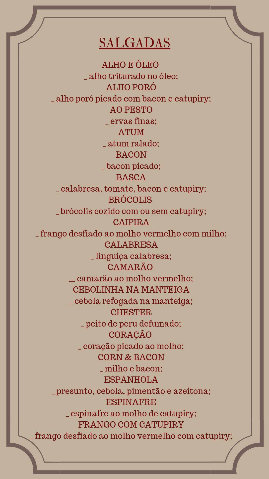 La Piú Buona cardápio