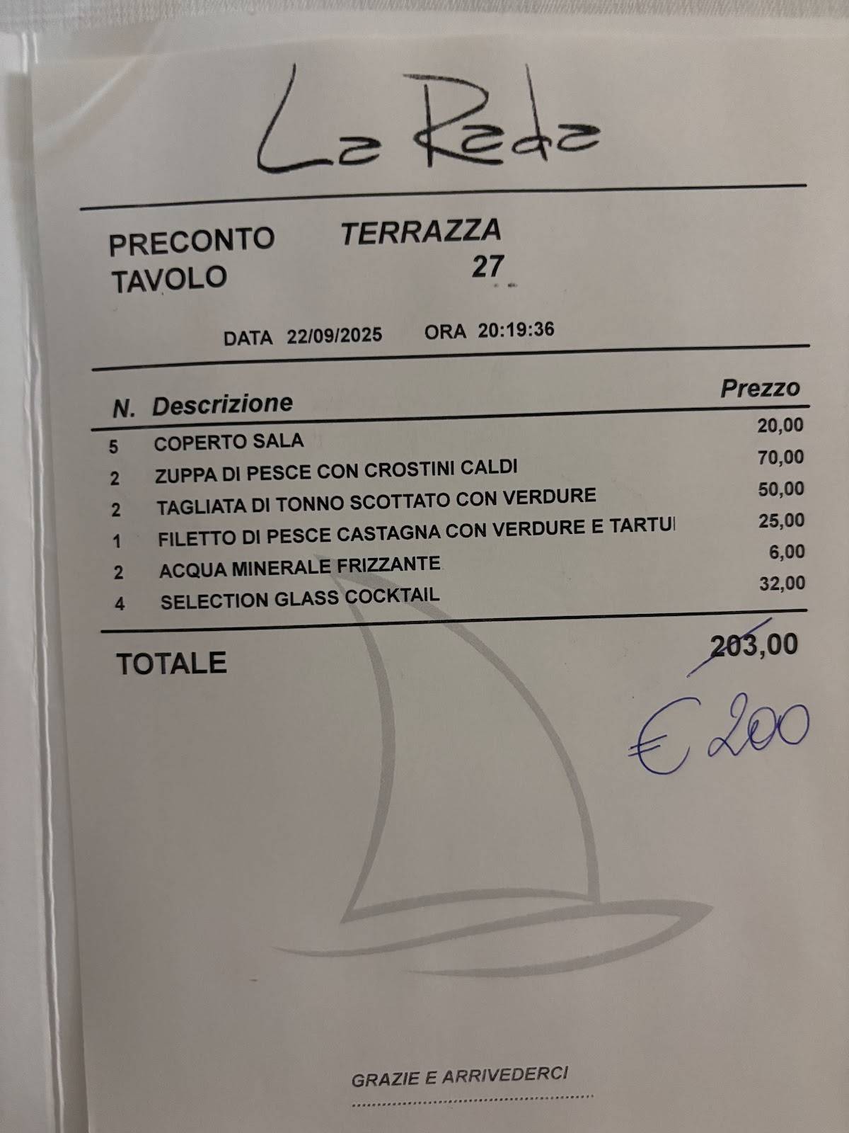 Menu di La Rada 