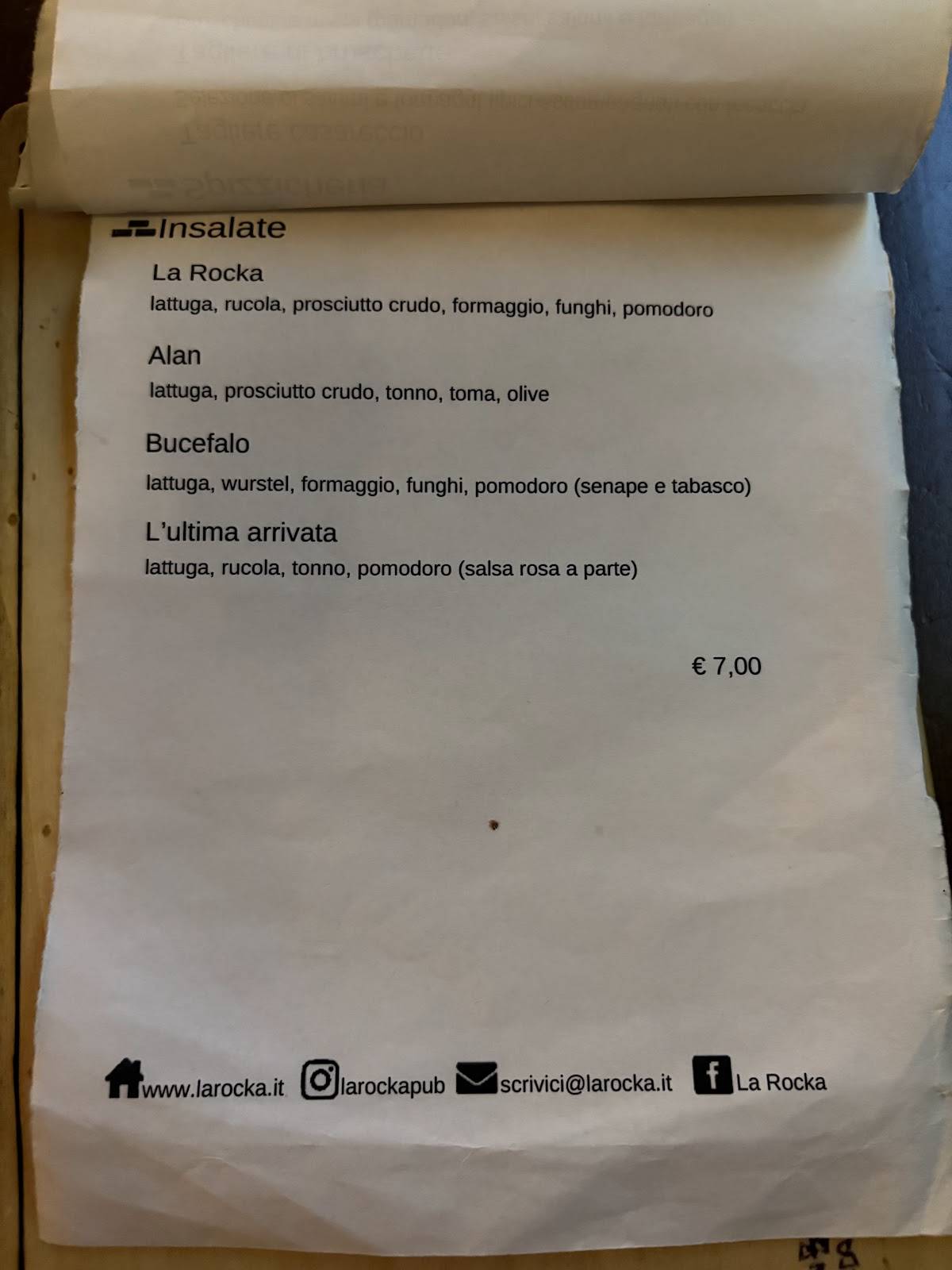 Menu di La Rocka 