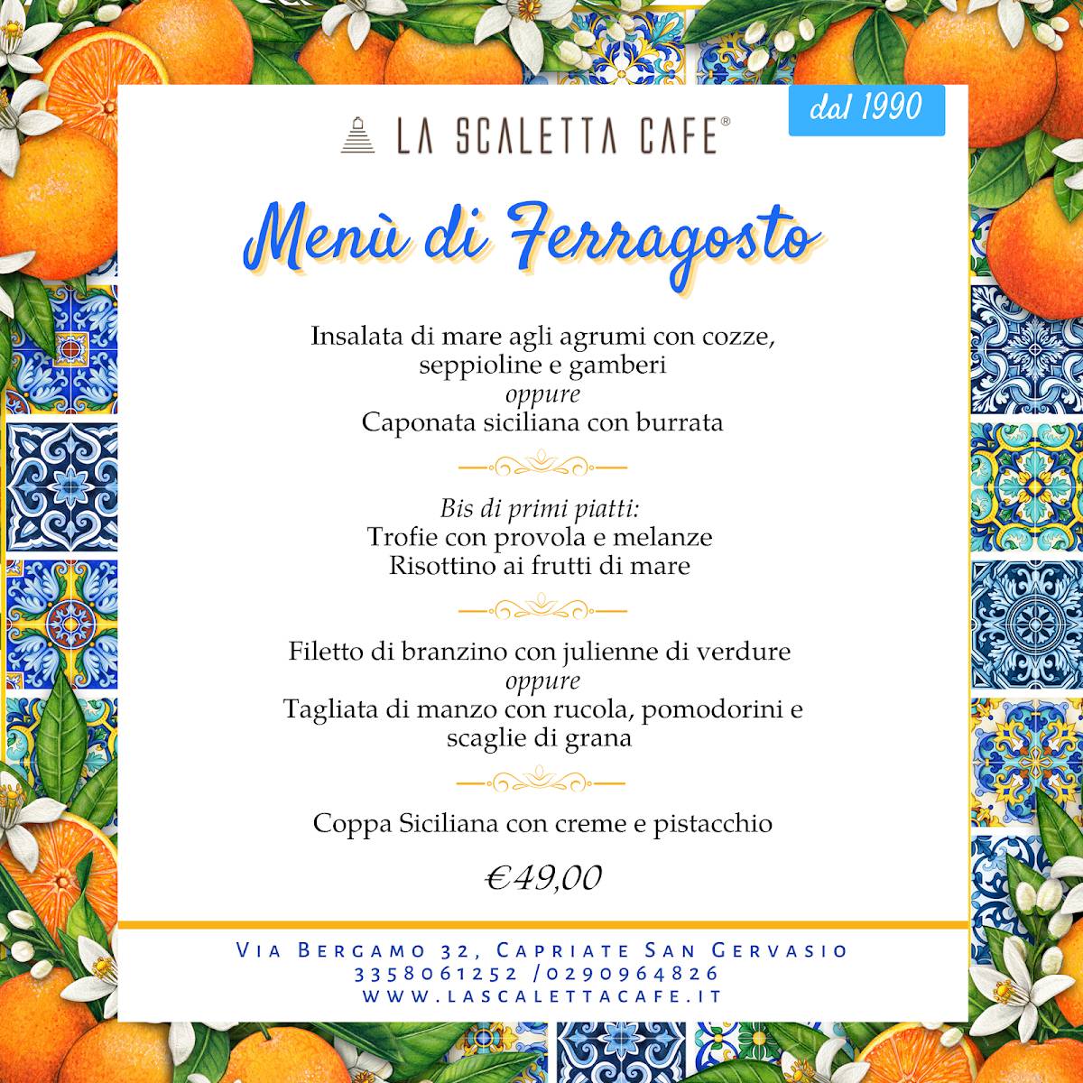 Menu di La Scaletta Cafe dal 1990 