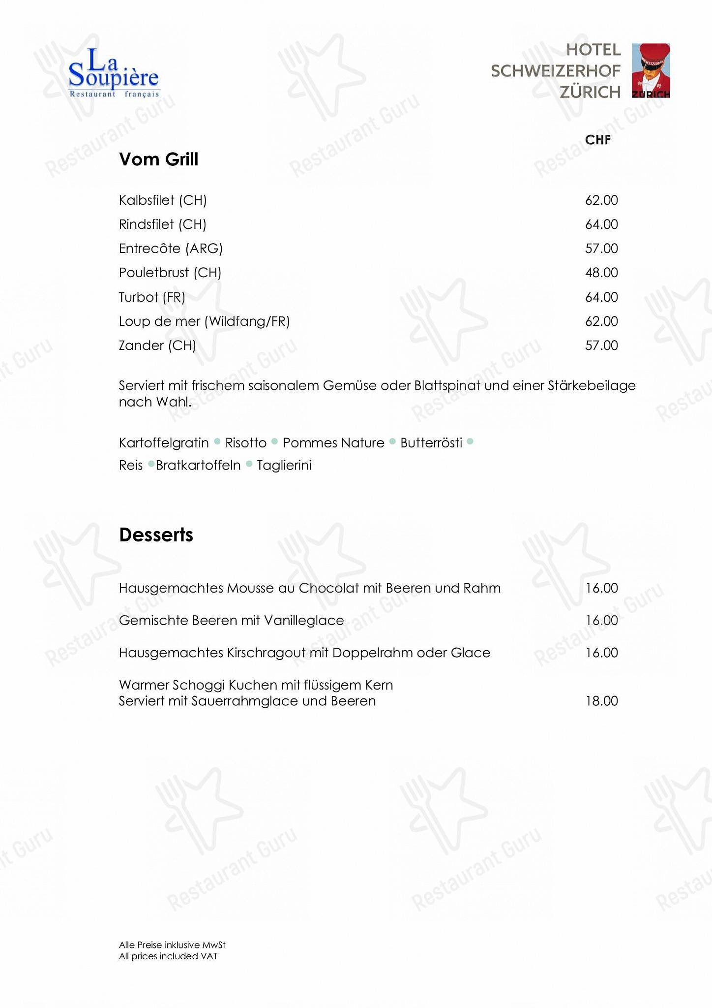 Takeaway Menu per Restaurant La Soupière ristorante