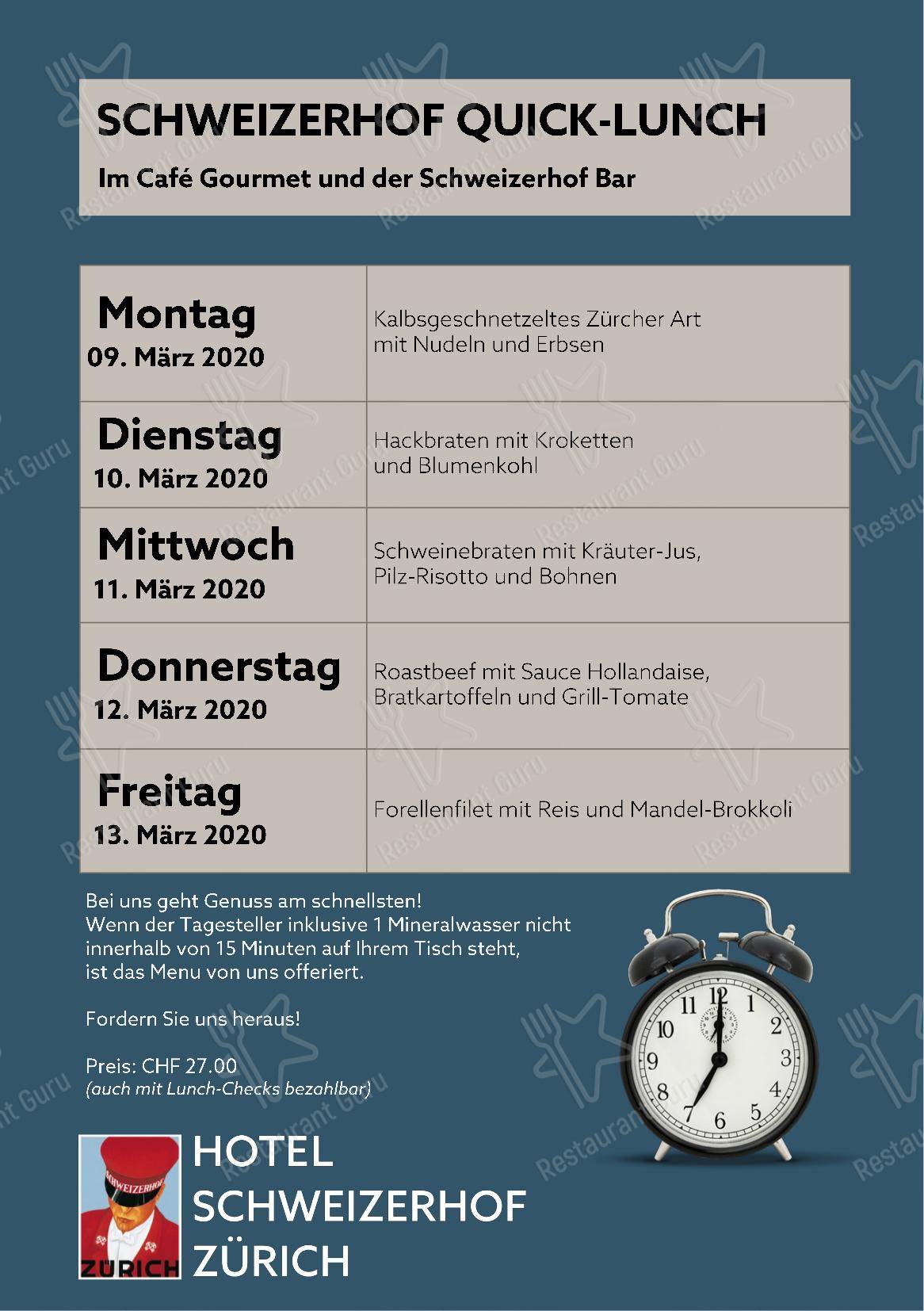 Takeaway Menu per Restaurant La Soupière in Zurigo