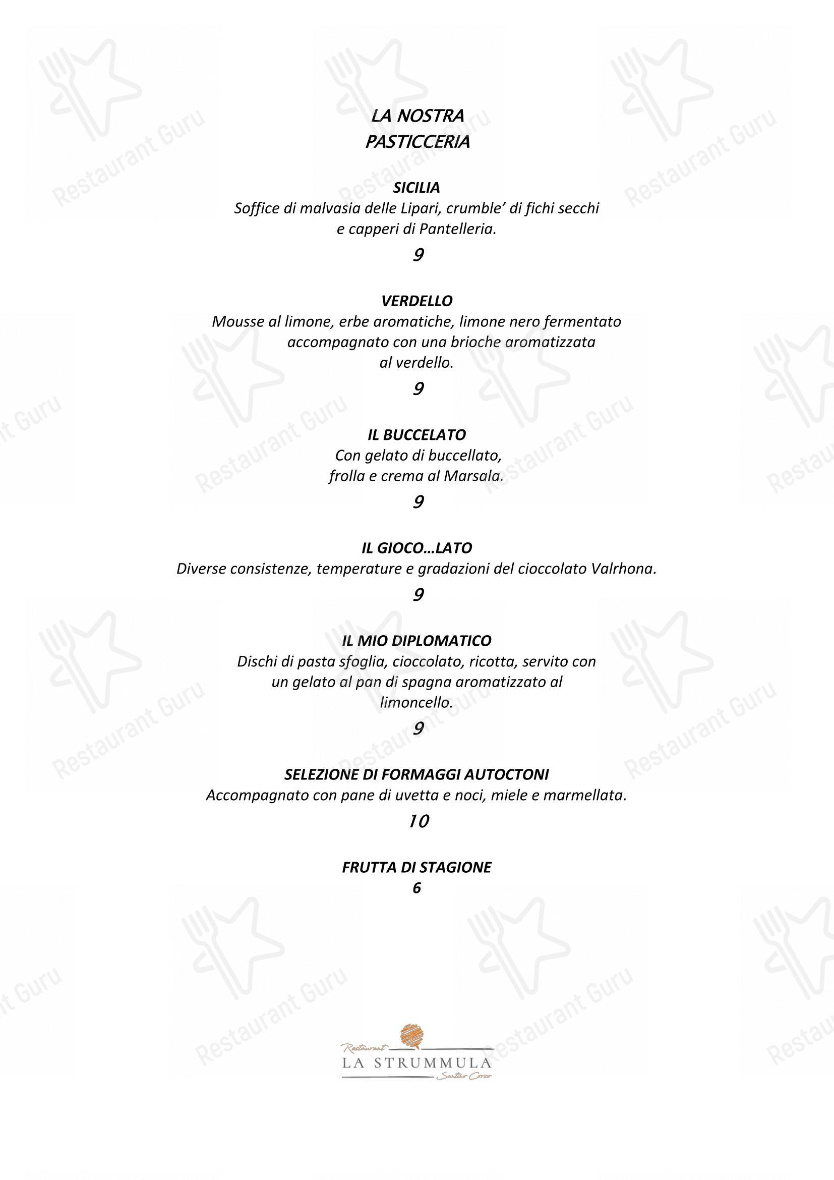 Основное меню per La Strummula Restaurant in Santa Flavia