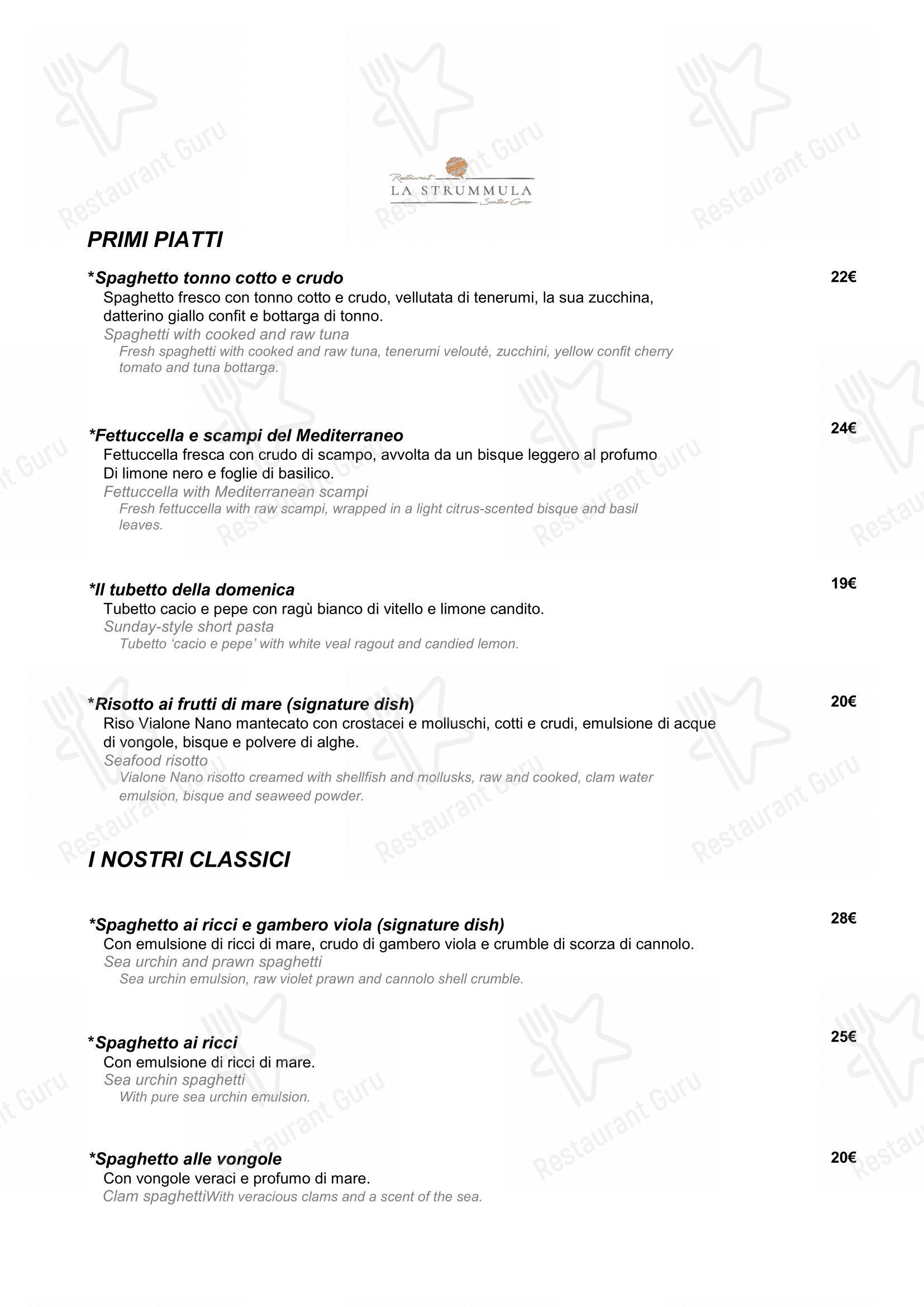 Menu di La Strummula Restaurant - Menu