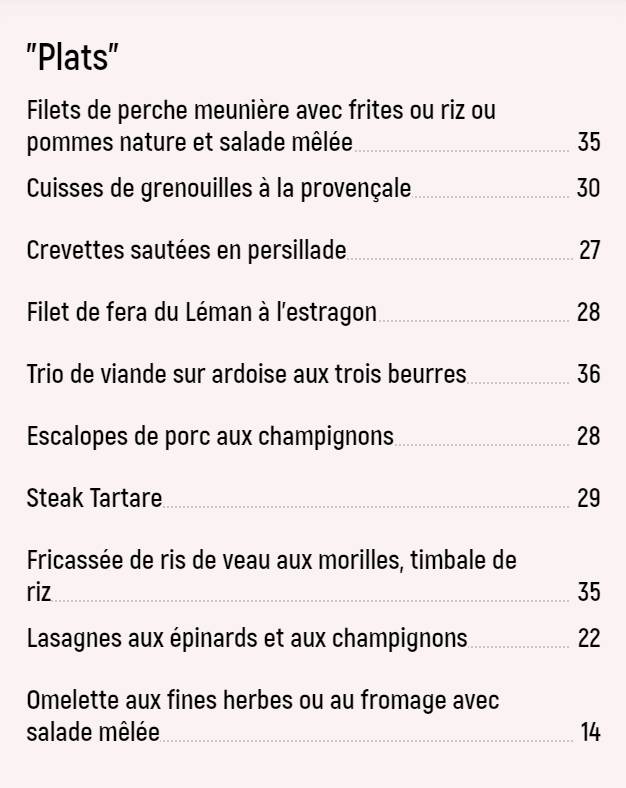 Menu de Byblos