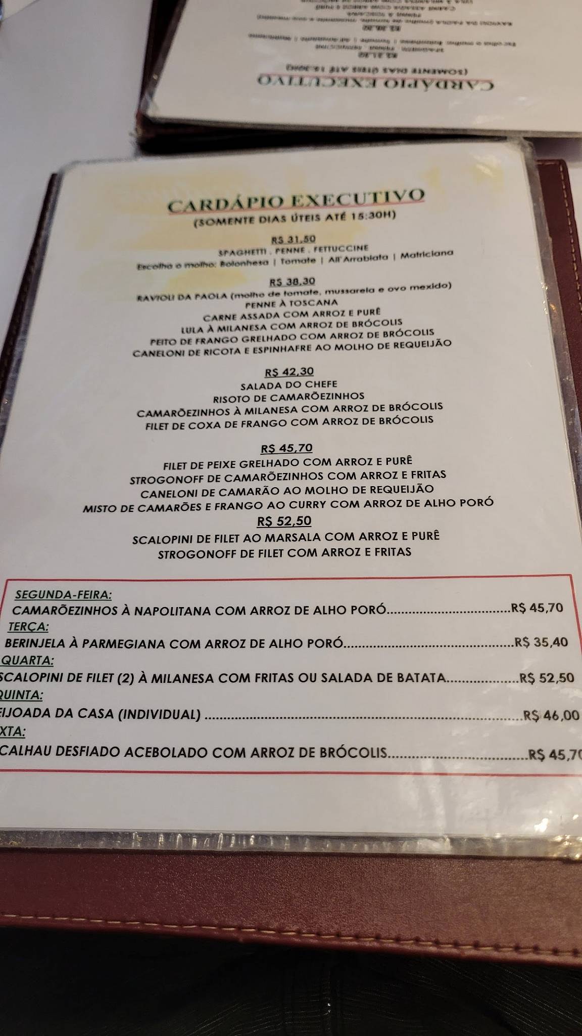 La Trattoria cardápio