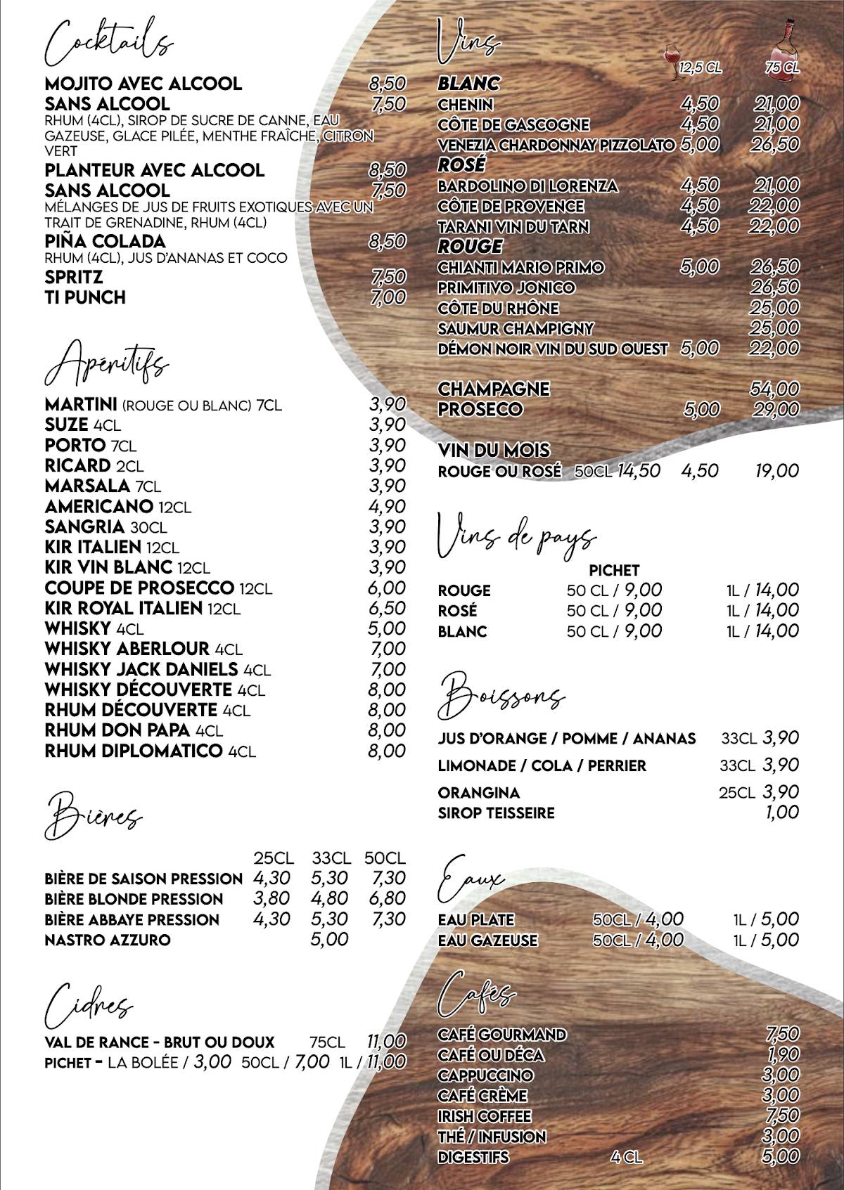 Menu de La Via Roma
