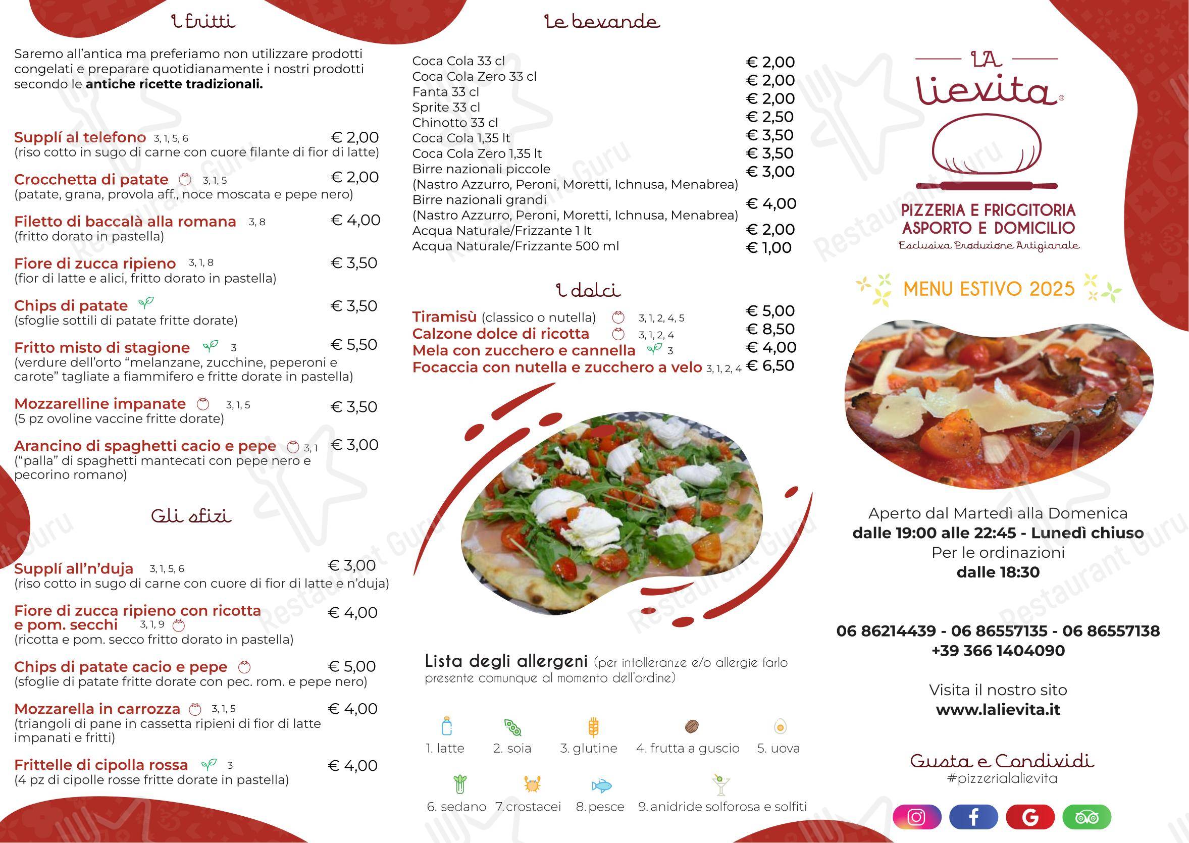 La lievita - Pizza a Domicilio e da Asporto in Roma - Menu