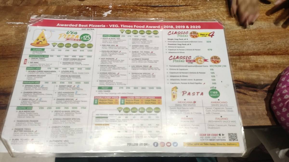 Menu at La pino’z pizza Akshar chowk, Vadodara