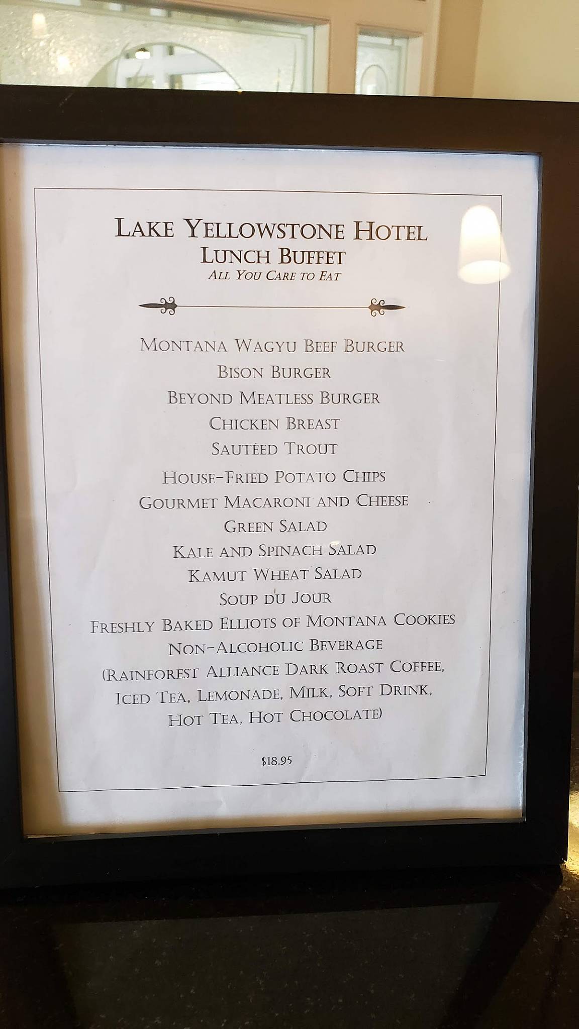 Menu at Lake Yellowstone Hotel Dining Room restaurant, USA, 236
