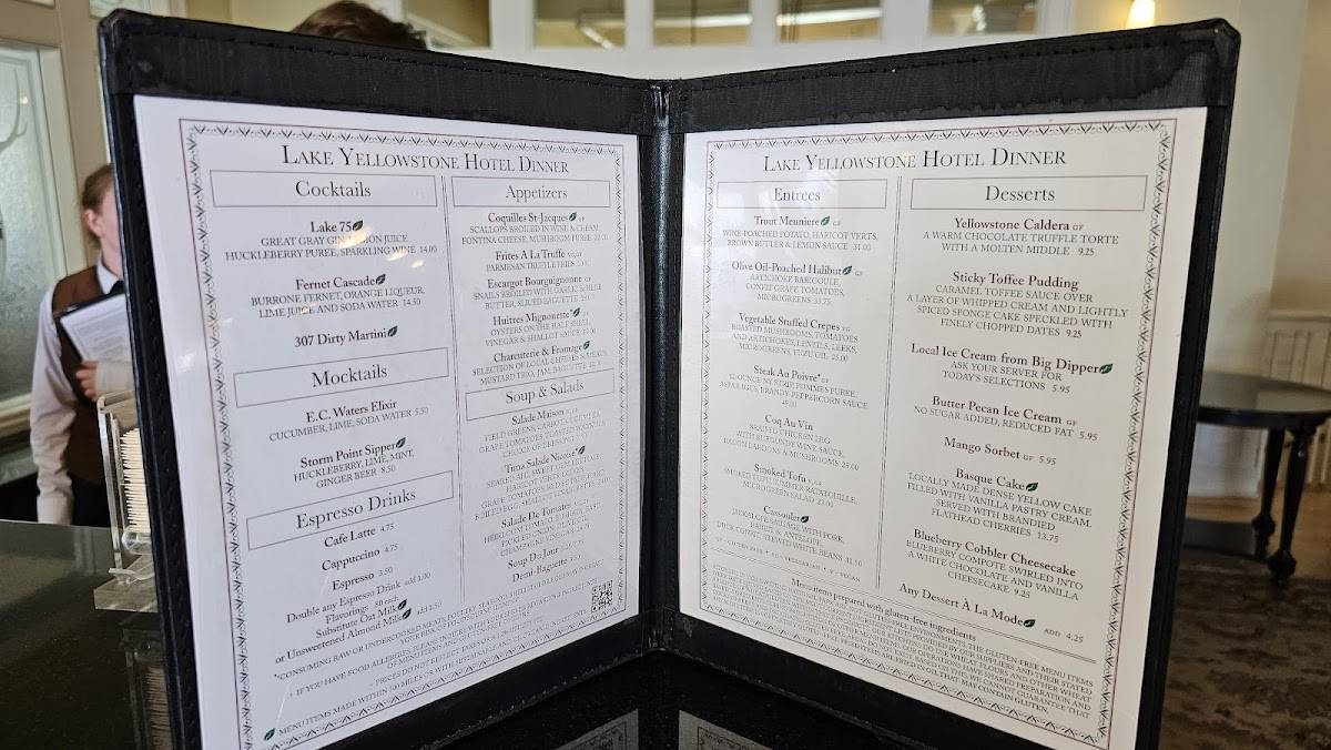 Menu at Lake Yellowstone Hotel Dining Room restaurant, USA, 236