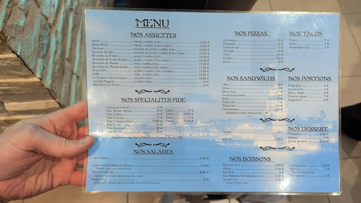 Menu de Le Bosphore Colmar