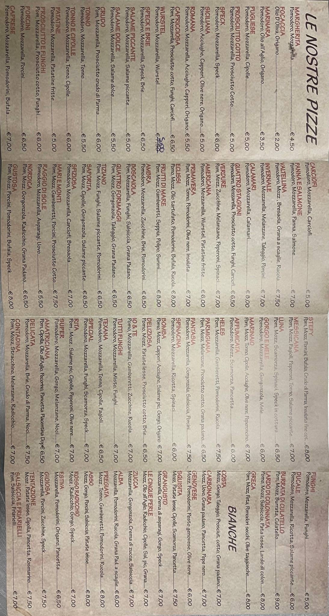 Menu di Le Cinque Perle Rovato 