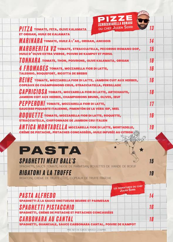 Menu de Le Cirque - Beaubourg
