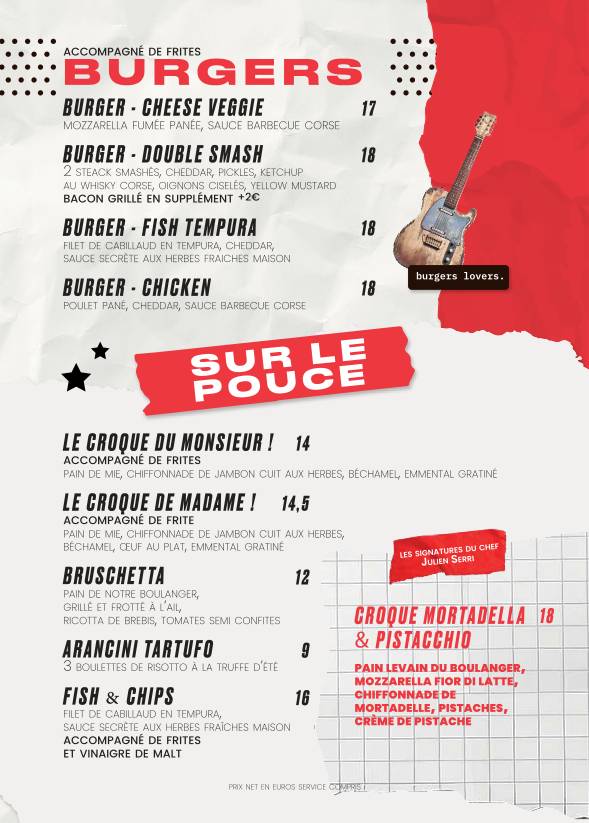 Menu de Le Cirque - Beaubourg