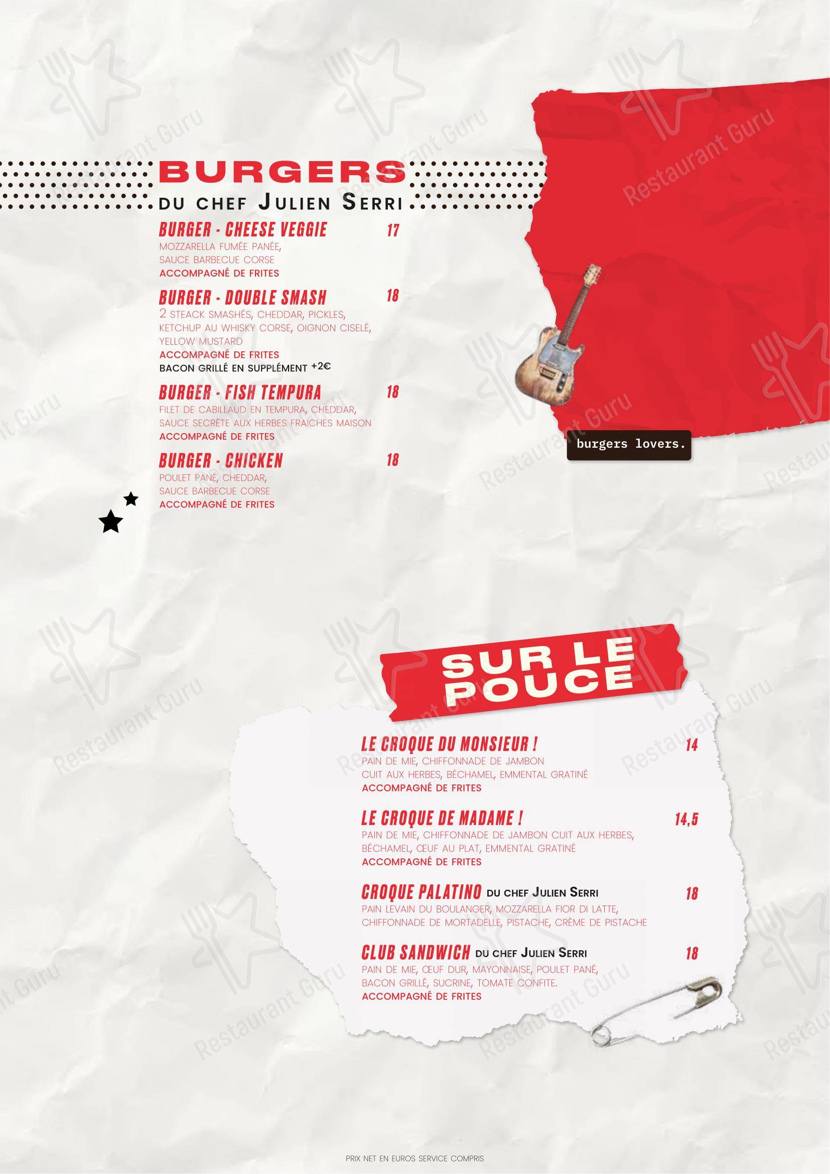 Menu pour Le Cirque - Beaubourg - Menu