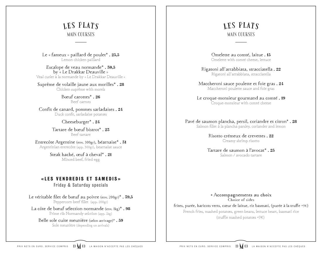 Menu de Le Mabillon - Paris